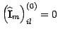 ${\left( \widehat{
\mathbf{I}}{_{m}}\right) _{il}^{\left( 0\right) }=0}$