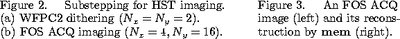 \begin{figure}
\begin{tabular}
{lcl}
Figure 2. \quad Substepping for HST imaging...
 ... ($N_x=4, N_y=16$). & & truction by {\bf mem} (right). \end{tabular}\end{figure}