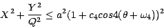\begin{displaymath}
{X^2}+\frac{Y^2}{Q^2} \leq a^2(1+ c_4 cos 4(\theta+\omega_4))^2
\end{displaymath}